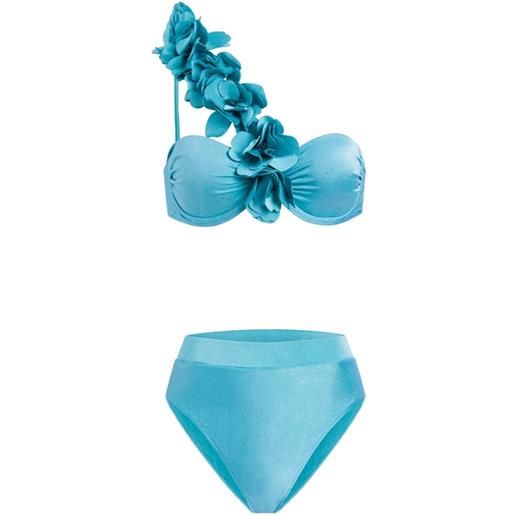 PatBO bikini con applicazioni a fiori - blu