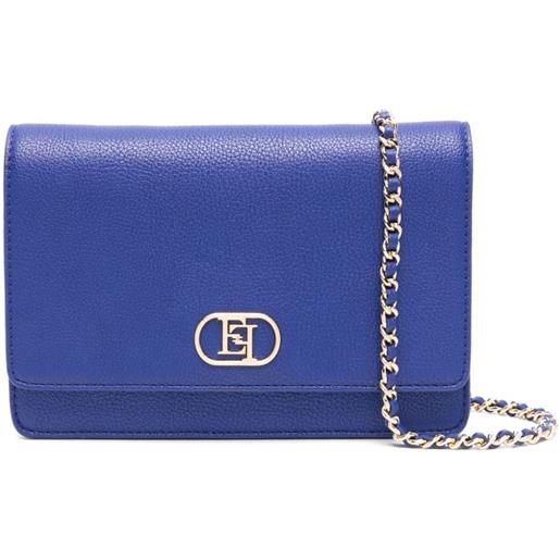 Elisabetta Franchi borsa a tracolla con placca logo - blu