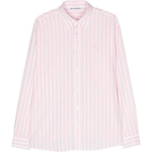 Acne Studios camicia a righe con ricamo - rosa