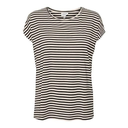 Vero moda vmava plain ss top stripe ga jrs noos t-shirt, nero/a strisce: pristine, xl donna