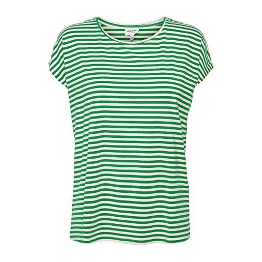 Vero moda vmava plain ss top stripe ga jrs noos t-shirt, bright green/stripes: pristine, m da donna