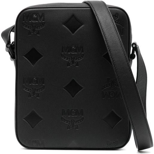 MCM borsa a tracolla klassic mini con monogramma - nero