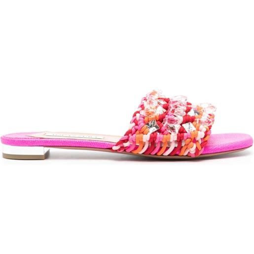 Aquazzura sandali slides crystal cote - rosa