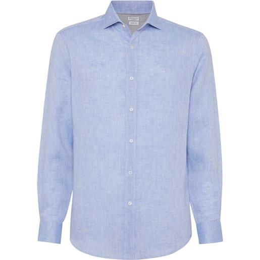 Brunello Cucinelli camicia con colletto ampio - blu