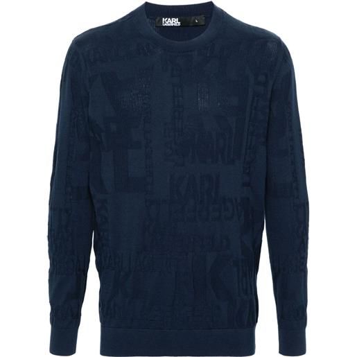 Karl Lagerfeld maglione con logo jacquard - blu