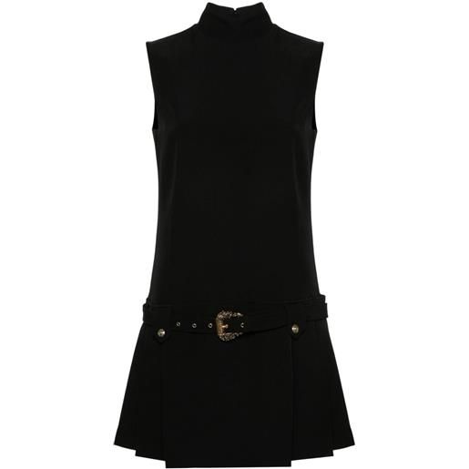 Versace Jeans Couture abito corto plissettato con logo goffrato - nero
