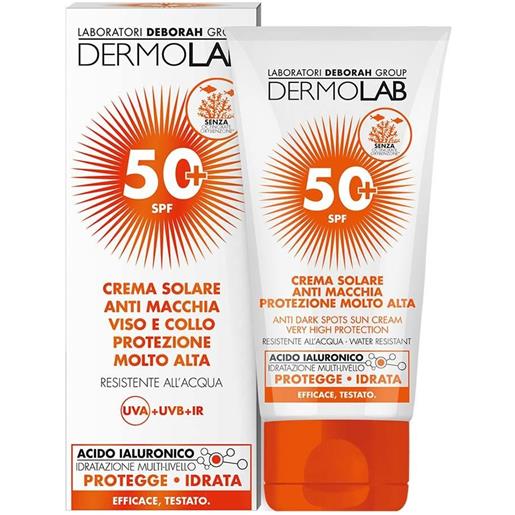 Dermolab crema solare anti macchia viso e collo protezione molto alta spf 50