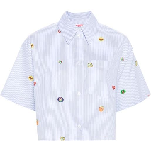 KENZO camicia cropped con adesivi di frutta