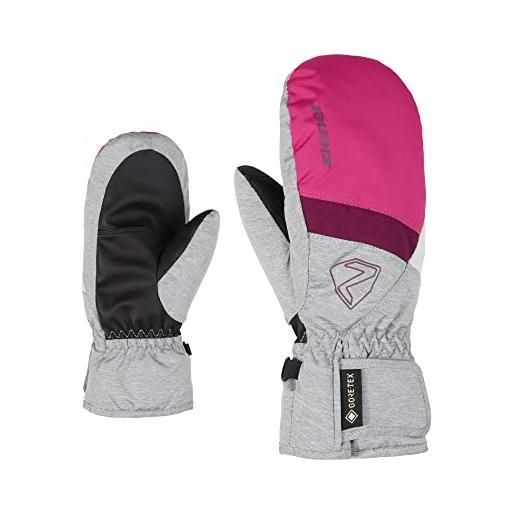 Ziener levin guanti da sci, unisex, per bambini, unisex - bambini, 801971, rosa (pop pink) / mélange chiaro, 6