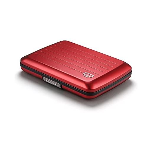 ÖGON Smart Wallets ögon -designs- portafoglio in alluminio smart case v2 l'originale reinventato con una serratura in metallo - forte supporto per carte di blocco rfid - resistente all'acqua - rosso, rosso, minimalista