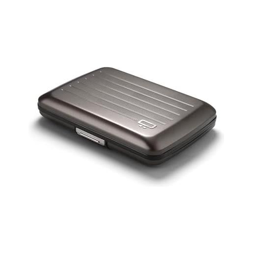 ÖGON Smart Wallets custodia a portafoglio in alluminio v2 - l'originale reinventato con una serratura in metallo - forte porta carte di blocco rfid-resistente all'acqua - titanio, titanio. Minimalista