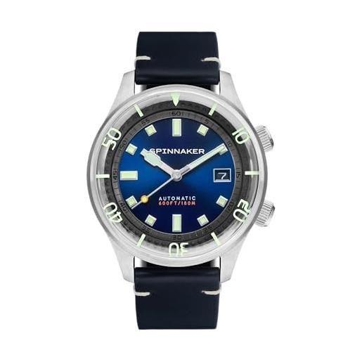 Spinnaker mens 42mm bradner automatic atlantic blue 3 hands watch with genuine leather strap sp-5062-03