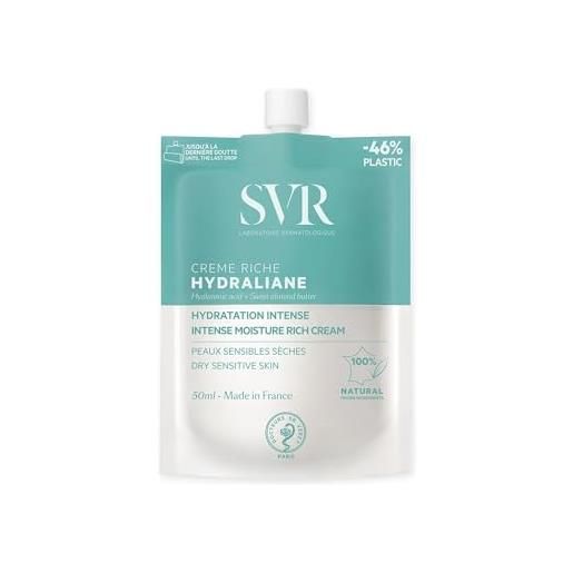 SVR - crema viso ricca - idratazione intensa - crema glicerina + acido ialuronico - per pelli sensibili, normali, secche, disidratate - 100% di ingredienti naturali - confezione anti-gaspi - 50 ml