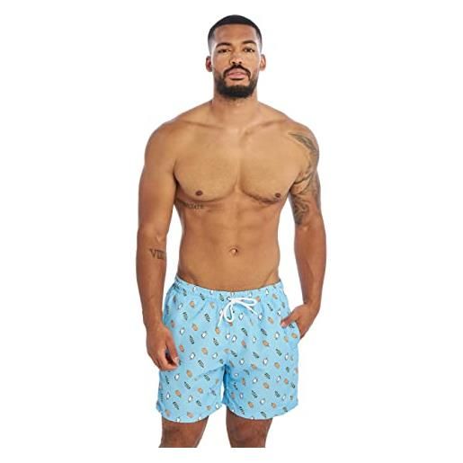 Urban Classics pantaloncini da nuoto con motivo costume da bagno, light. Blue/ice, m uomo