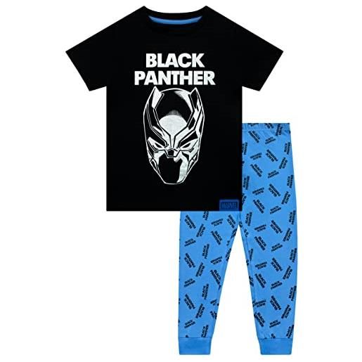 Marvel boys black panther pigiama a maniche corte avengers pj per bambini nero 6-7 anni