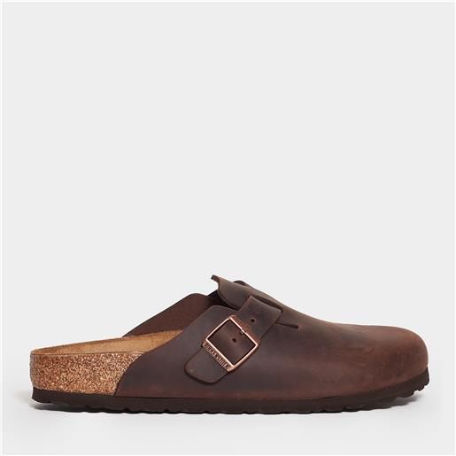 Birkenstock sabot boston in pelle marrone