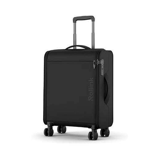 Rollink futo - valigia pieghevole ultra piatta pieghevole, brevettata, con ruote rimovibili, bagaglio da viaggio rivoluzionario, nero , cabin s 55x38x20cm, trolley pieghevole in nylon