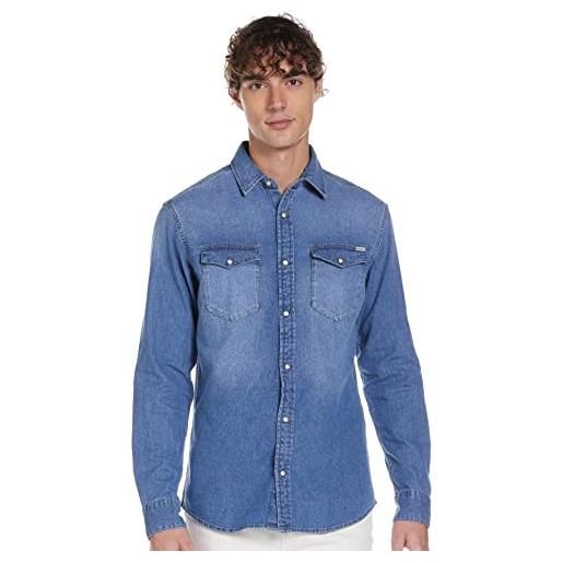JACK & JONES jack&jones camicia di jeans, bottoni in madreperla, a clip blu blu denim