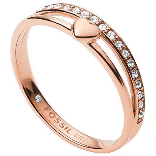 Fossil anello da donna vintage glitz, lunghezza: 21,5 x 20 x 6 anello in acciaio inossidabile oro rosa, jf03460791