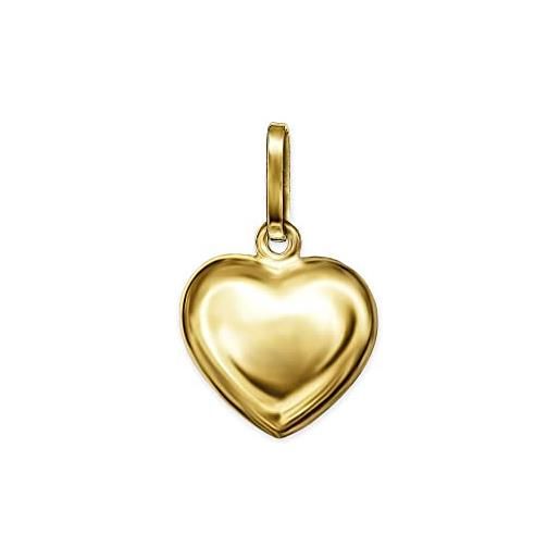 Clever schmuck ciondolo dorato con piccolo cuore, 8 mm, bombato su entrambi i lati, lucido, oro 333/8 carati, con custodia