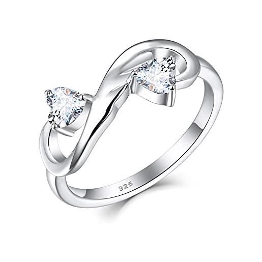 Starchenie anello infinito, anello di promessa in argento 925 con doppio cuore e zirconi per le donne