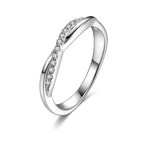 Candyfancy fedine donna sottile anelli argento sterling 925 zirconia cubica anello fidanzamento infinito matrimonio 54 (17.2)