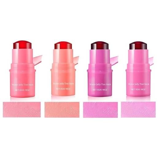Dujuanus milk jelly tint, cooling water jelly tint, sheer lip & cheek stain - buildable watercolor finish - 1,000+ swipes per stick - natural jelly lipstick blush tint (4 color)
