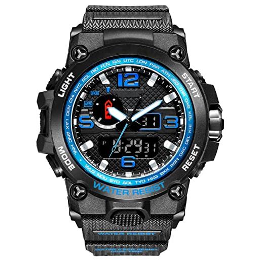 kieyeeno orologio analogico digitale, orologio da uomo analogico e digital, orologio sportivo, 50m impermeabile orologio led con cronometro digitale orologio luxury casual wristwatch blu