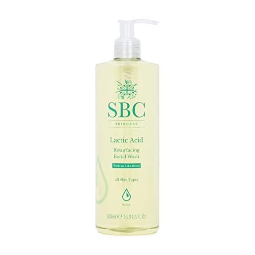 SBC skincare - gel detergente viso con acido lattico - 500 ml - aiuta a eliminare le impurità - contribuisce a migliorare il tono e la consistenza della pelle - idratante - lactic acid facial cleanse
