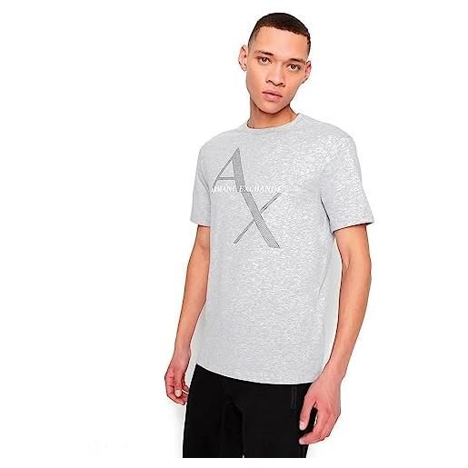 ARMANI EXCHANGE t-shirt classica in cotone con logo, t-shirt uomo, grigio, l