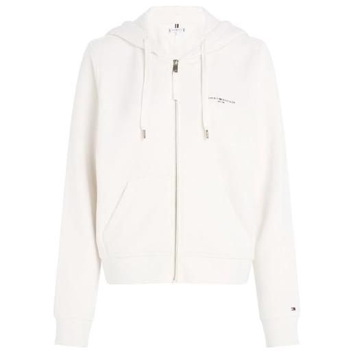 Tommy Hilfiger 1985 reg mini corp zip hoodie ww0ww39189, giacche con zip donna, bianco (ecru), s