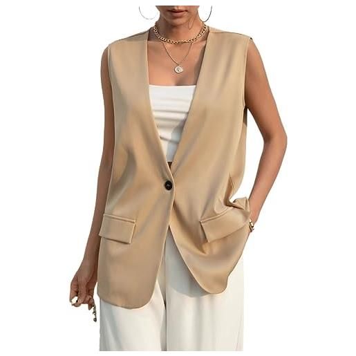 EELLEO womens casual blazers solid single button vest blazer sleeveless office jackets