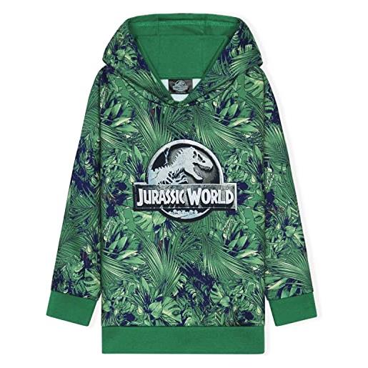 Jurassic World felpa bambino dinosauri - felpe bambino con cappuccio (7-8 anni, verde)