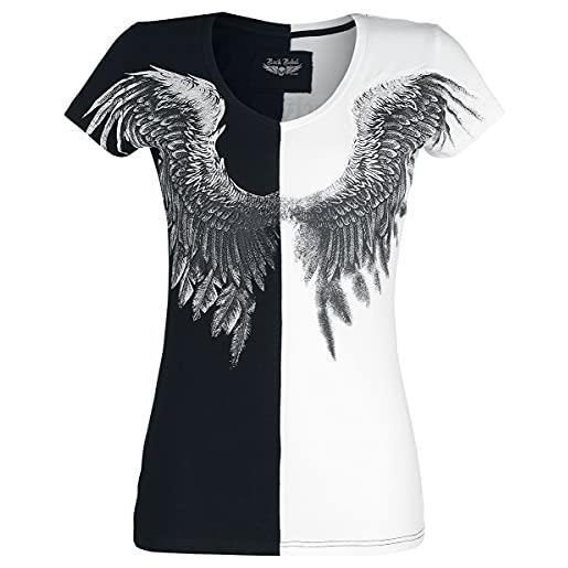 Rock Rebel by EMP donna t-shirt bianca e nera con stampa di ali l