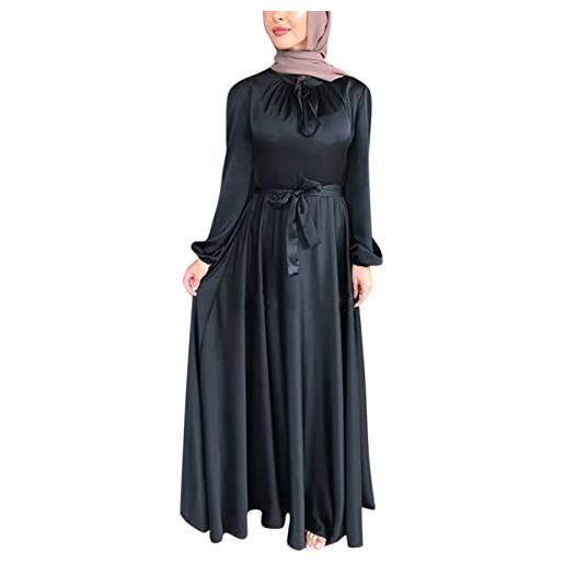 KBOPLEMQ abiti musulmani da donna abito da preghiera elegante maxi abito a maniche lunghe abito abaya abito islamico medio oriente dubai turchia araba musulmano caftano per ramadan abiti da preghiera