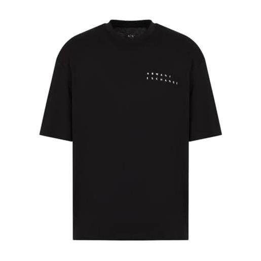 Emporio Armani armani exchange t-shirt con logo ax posteriore in cotone dalla vestibilità comoda, nero, xl uomo