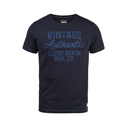 b BLEND blend florenz magliette t-shirt a maniche corte con stampa da uomo con girocollo taschino, taglia: s, colore: dark navy blue (74645)
