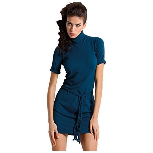 SENSI' vestito donna collo alto abito manica corta lana viscosa traspirante senza cuciture seamless made in italy