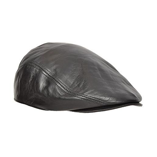 House Of Leather berretto piatto in vera pelle morbida cabbie gatsby caccia ragazzo di notizie cappello nero (60/ xl)