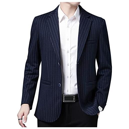Allthemen blazer da uomo con 2 bottoni a manica lunga blazer casual formale business slim fit per primavera autunno blu navy xxl