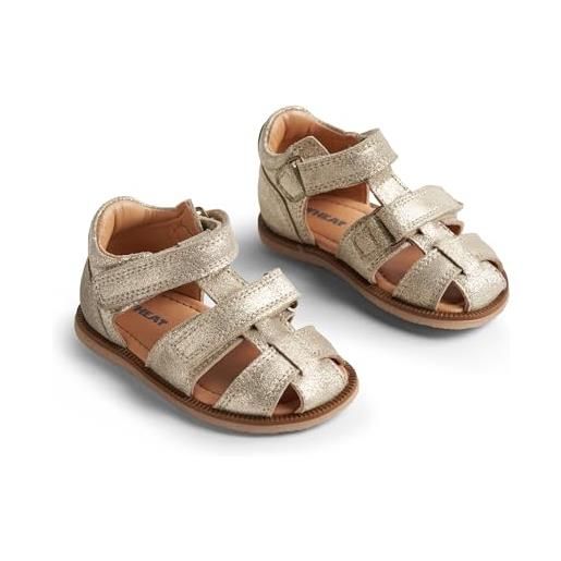 Wheat sandalo chiuso baya lucido-unisex-vera pelle, scarpe per chi inizia a camminare bambini, 0171 grigio, 21 eu