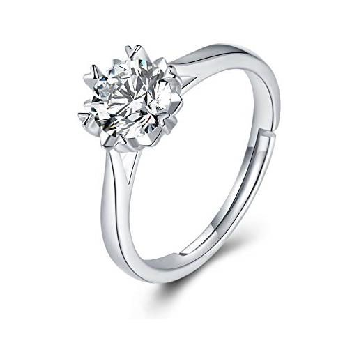 SKAIJEWEL anelli di diamante regolabili da 1 carati con cristalli swarovski taglio principessa, zirconia cubica da donna, in oro bianco, fidanzamento, in argento 925, anello aperto per donne alla