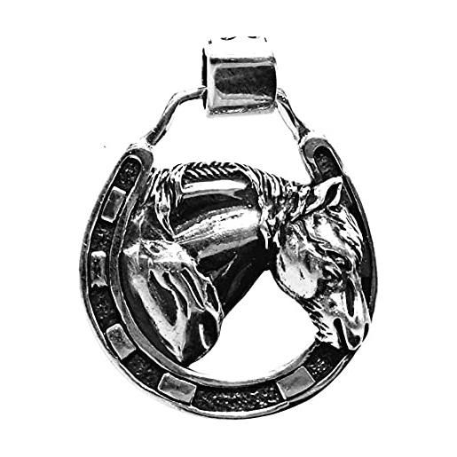 Kiss of Leather ciondolo a forma di testa di cavallo, in argento sterling 925, n. 412