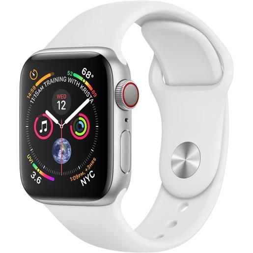 Apple watch mtva2ty/a series 4 gps + cellular, 40mm silver aluminium case with white sport band