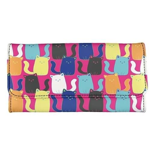 Kuiaobaty portafoglio da donna alla moda, multifunzione, organizer per carte di credito, bradipi con tasca con cerniera, portafoglio sottile per donne e ragazze, gatti colorati. , casual