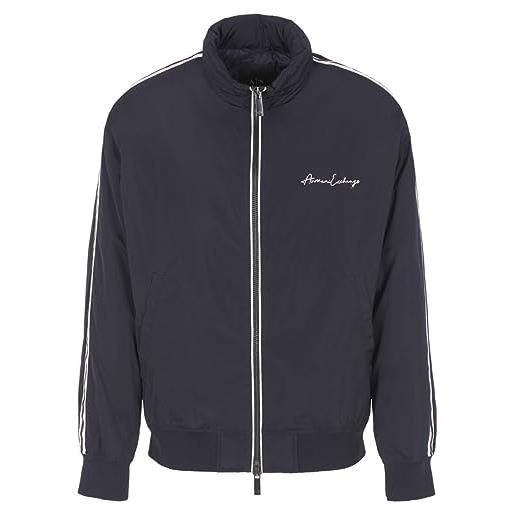 Armani Exchange giacca in nylon con logo firmato sulla parte anteriore e posteriore shell, navy scuro, l uomo
