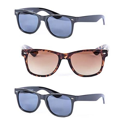 Mass Vision 3 paia di occhiali da sole unisex - full frame sun readers (non bifocale) nero/tartaruga. M