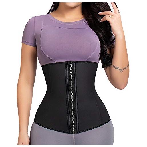 ASHLONE corsetto in lattice per allenamento in vita, sottoseno, sportivo, da donna, nero, xl