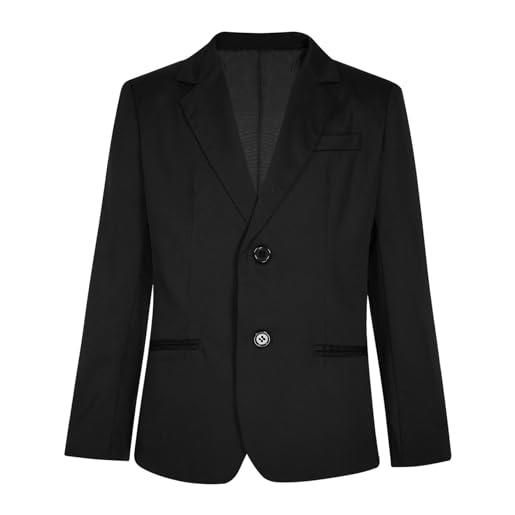 Mufeng blazer da bambino slim fit con bottone jacket giacca elegante formale giacca da cerimonia tuxedo abito da sposa smoking classico gentleman cappotti a nero 13-14 anni