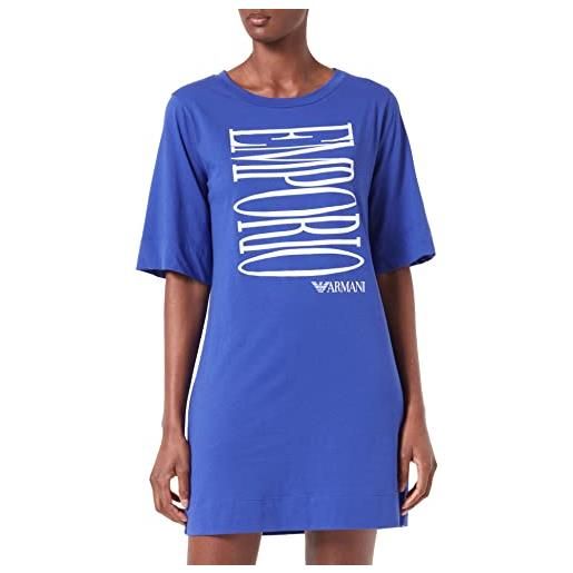Emporio Armani swimwear maxi t-shirt sustainable logo mix cotton, royal blue, s donna
